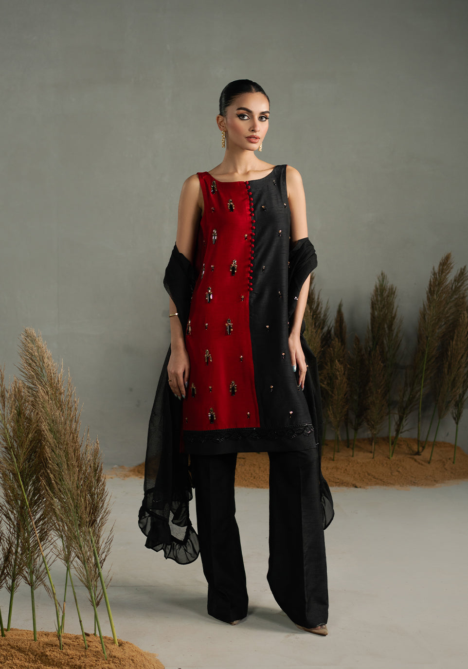 Zarqash | Silk Edit | ZQS 023 CRIMSYN by Zarqash - Designer Dress - Type: Ladies Clothes - Available at Libayah - 100% Original