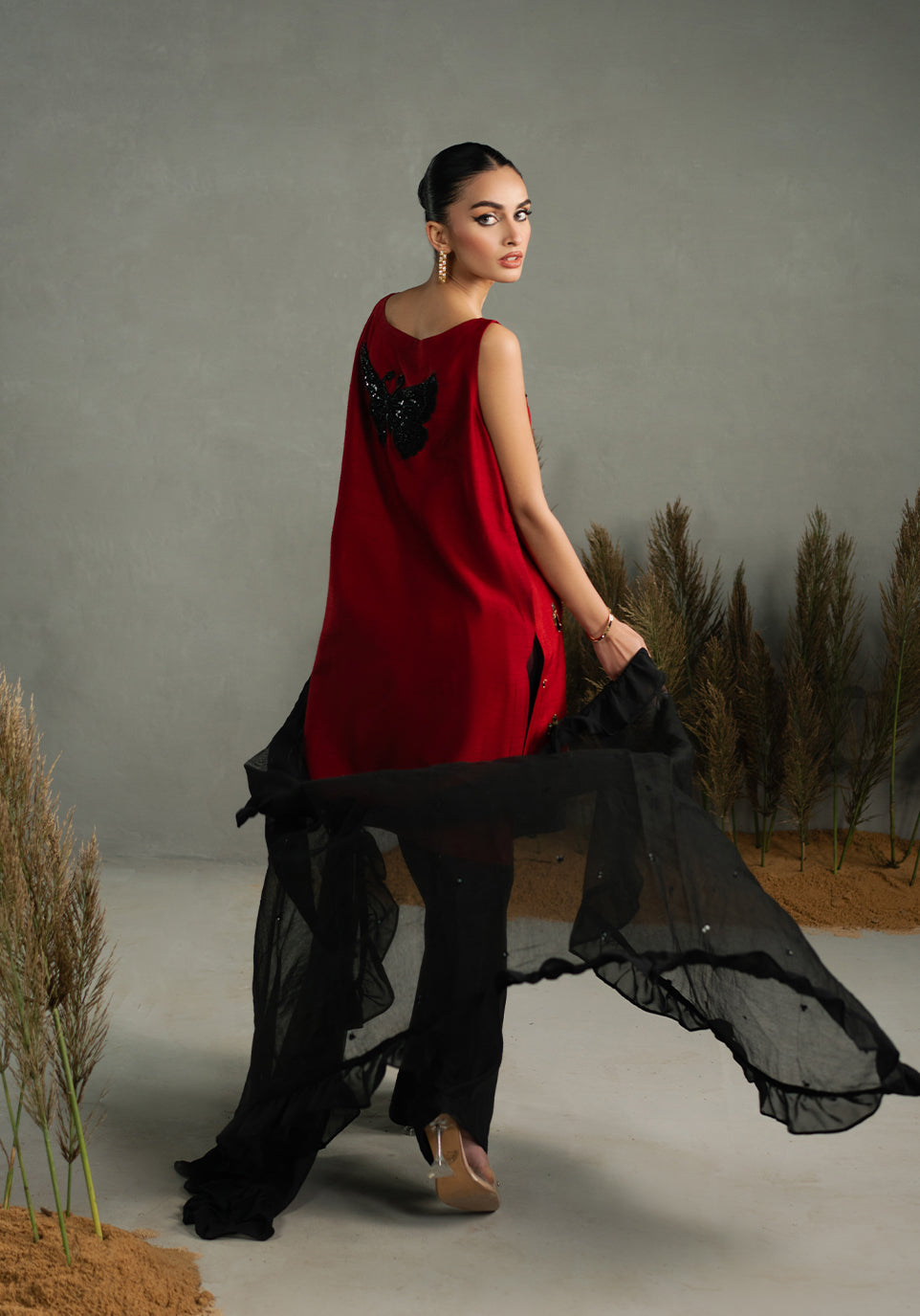 Zarqash | Silk Edit | ZQS 023 CRIMSYN by Zarqash - Designer Dress - Type: Ladies Clothes - Available at Libayah - 100% Original