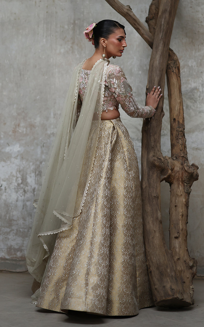Threads and Motifs | Formal Dresses 25 | Organza Embroidered Blouse With Lehenga by Threads and Motifs - Designer Dress  - Type : Ladies Clothes - Available at Libayah - 100% Original 