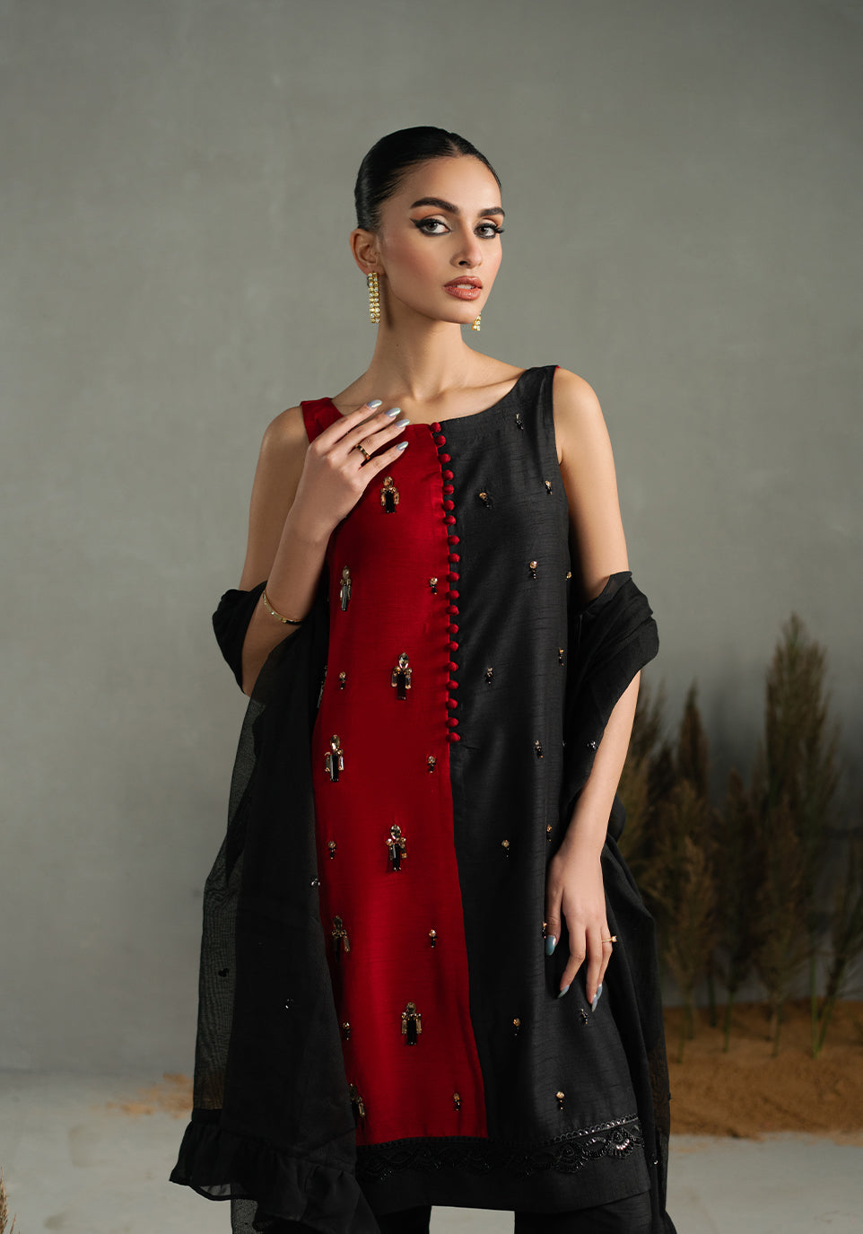 Zarqash | Silk Edit | ZQS 023 CRIMSYN by Zarqash - Designer Dress - Type: Ladies Clothes - Available at Libayah - 100% Original