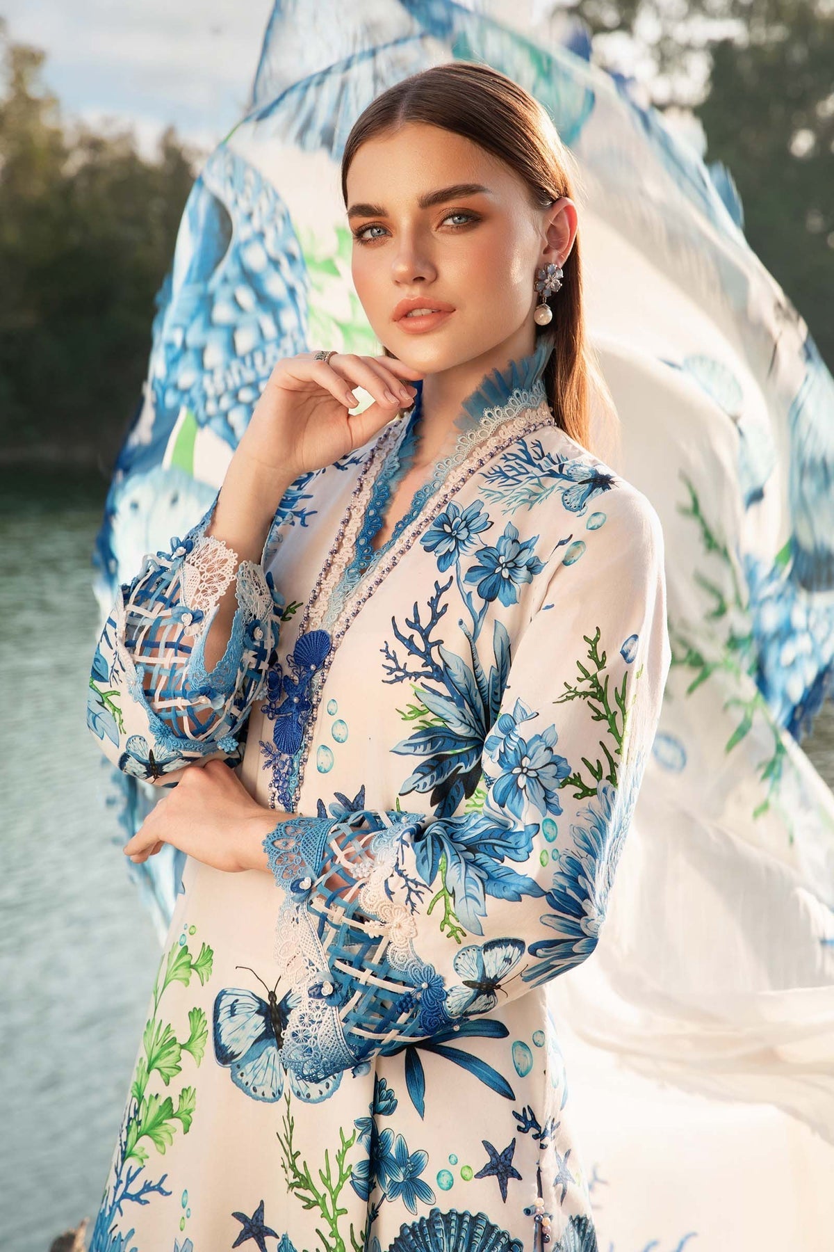 Maria B | M Prints 25 | MPT-2510-B by Maria B - Designer Dress - Type: Ladies Clothes - Available at Libayah - 100% Original