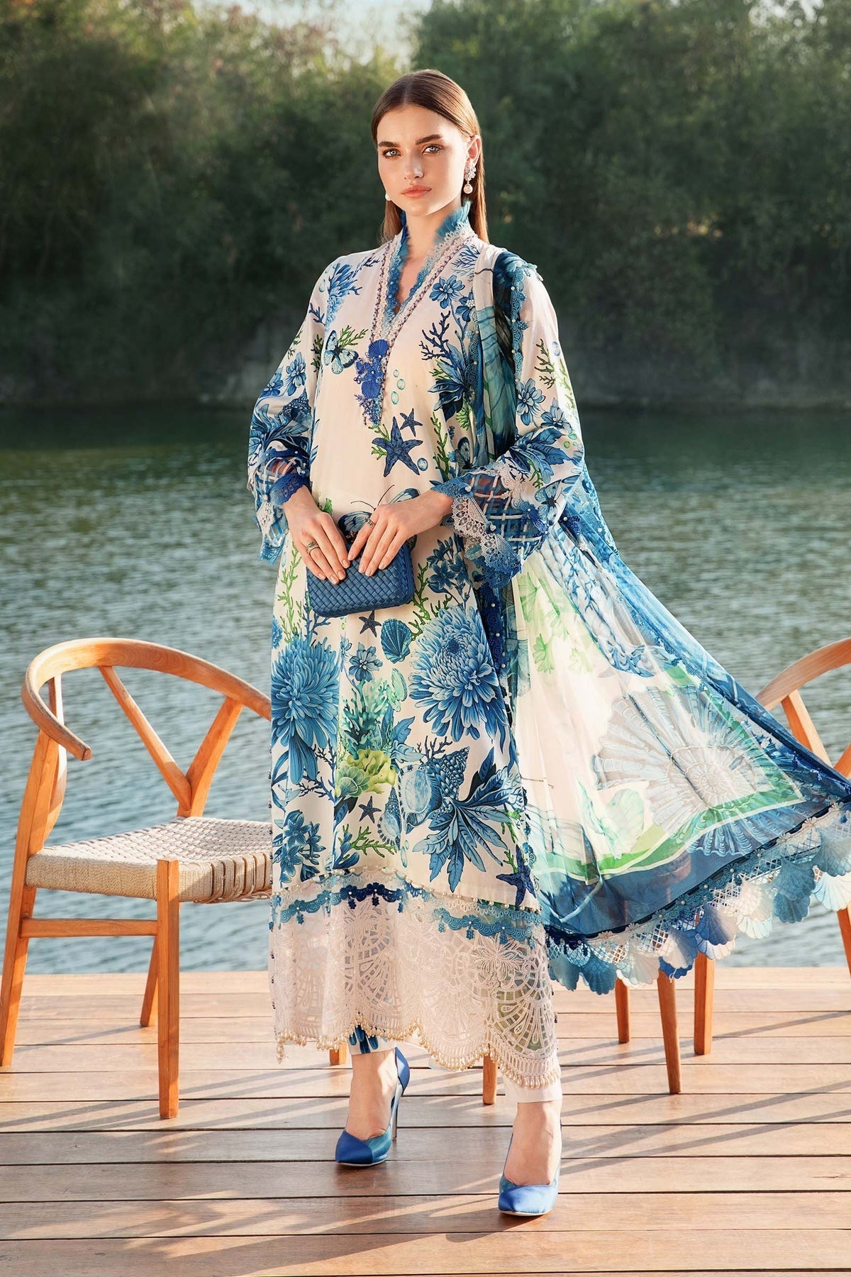 Maria B | M Prints 25 | MPT-2510-B by Maria B - Designer Dress - Type: Ladies Clothes - Available at Libayah - 100% Original