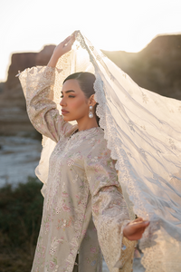 Emaan adeel | Sunlit Groove Luxury Lawn 26 | MEHVES by Emaan Adeel - Designer Dress  - Type : Ladies Clothes - Available at Libayah - 100% Original 
