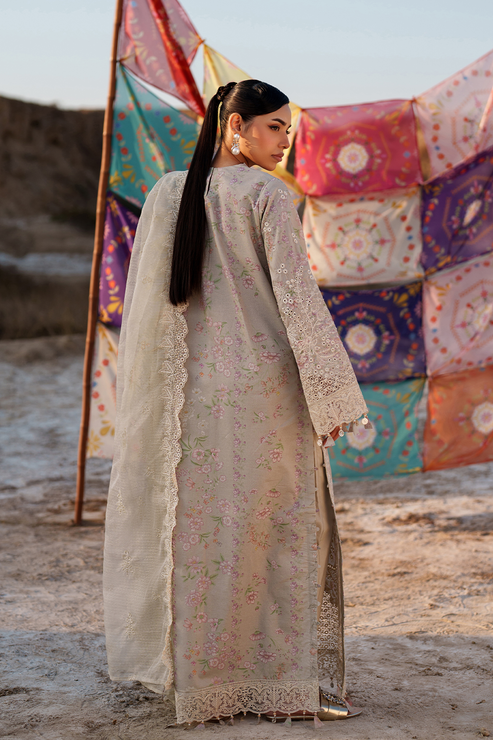 Emaan adeel | Sunlit Groove Luxury Lawn 26 | MEHVES by Emaan Adeel - Designer Dress  - Type : Ladies Clothes - Available at Libayah - 100% Original 