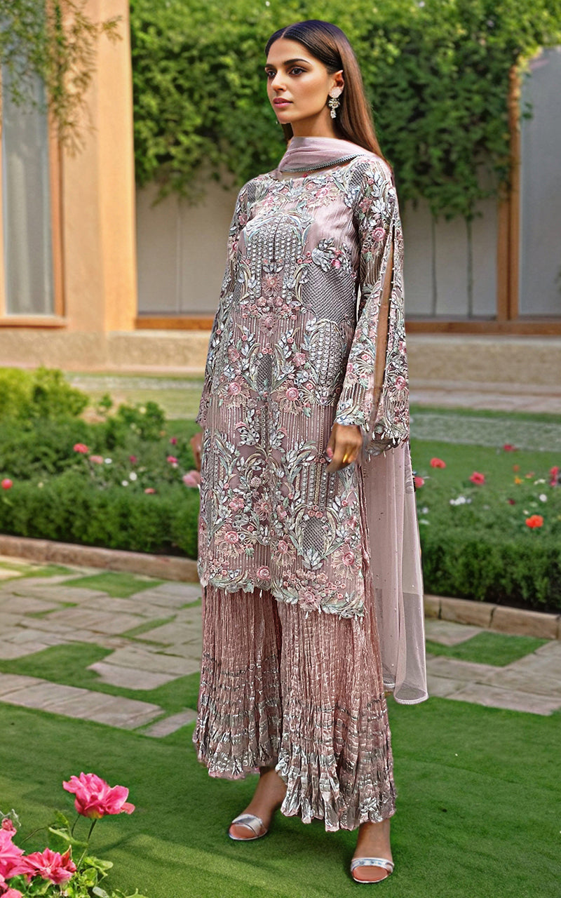 Threads and Motifs | Formal Dresses 25 | Embroidered Shirt With Dupatta And Gharara by Threads and Motifs - Designer Dress  - Type : Ladies Clothes - Available at Libayah - 100% Original 