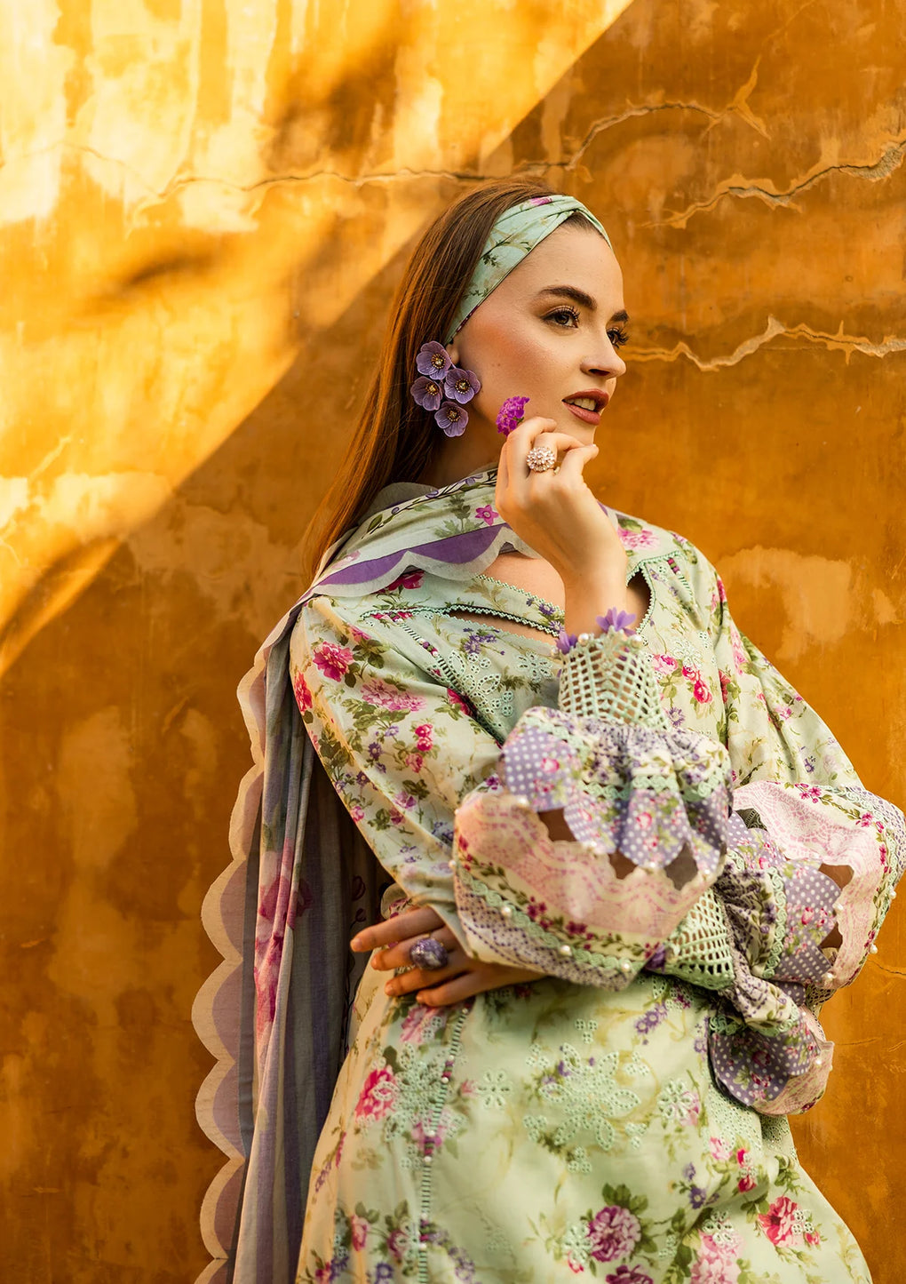 Elaf Premium | Print Chikankari 25 | ELK-03A FLOREALE by Elaf Premium - Designer Dress - Type: Ladies Clothes - Available at Libayah - 100% Original