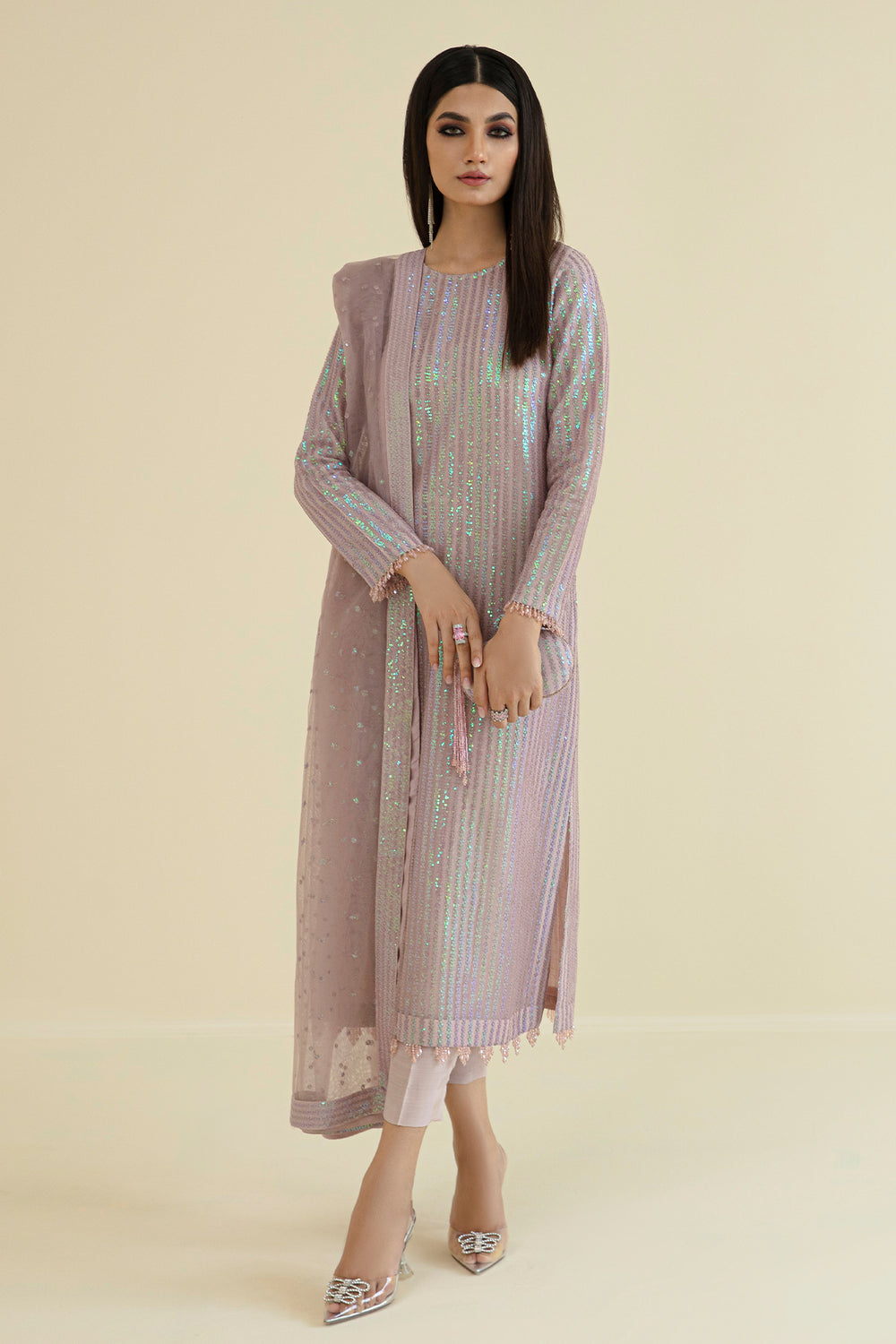 Baroque | Formals Collection | EMBROIDERED NET UF-384 by Baroque - Designer Dress  - Type : Ladies Clothes - Available at Libayah - 100% Original 