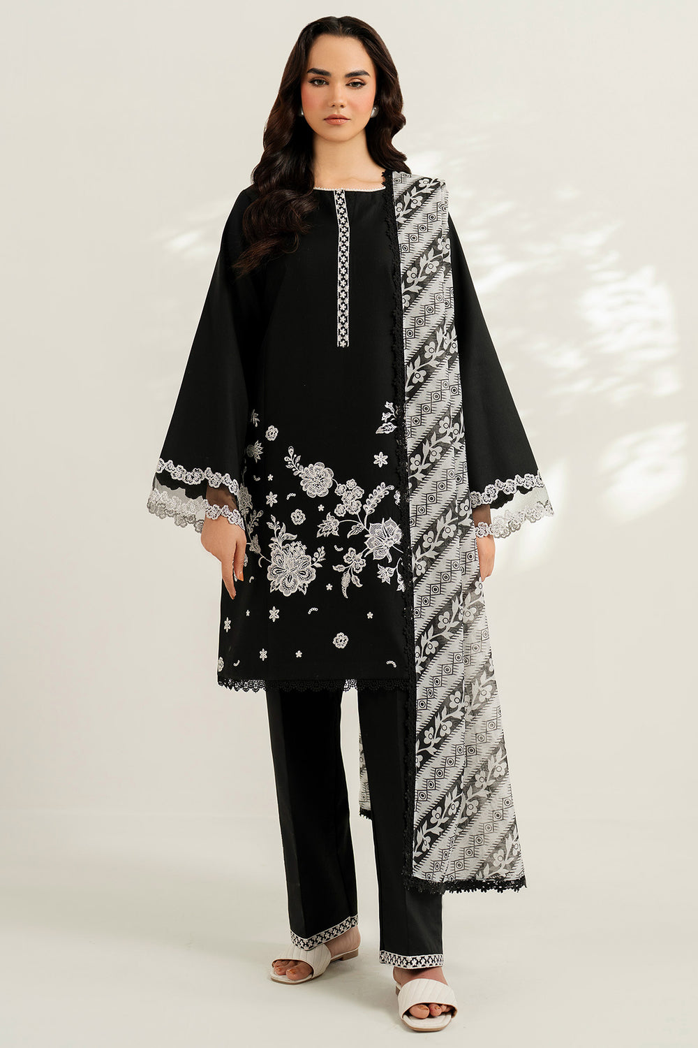 Farasha | Thread Lines Embroidered | Skylit Rouge by Farasha - Designer Dress  - Type : Ladies Clothes - Available at Libayah - 100% Original 