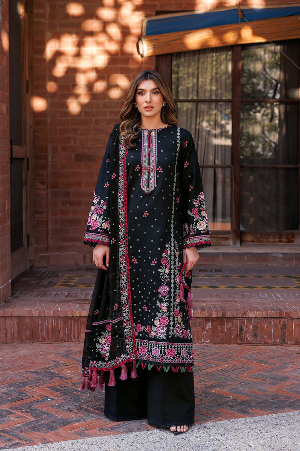 Farasha | Dastoor Embroidered Lawn SS24 | ORNATE NOIR by Farasha - Designer Dress - Type: Ladies Clothes - Available at Libayah - 100% Original
