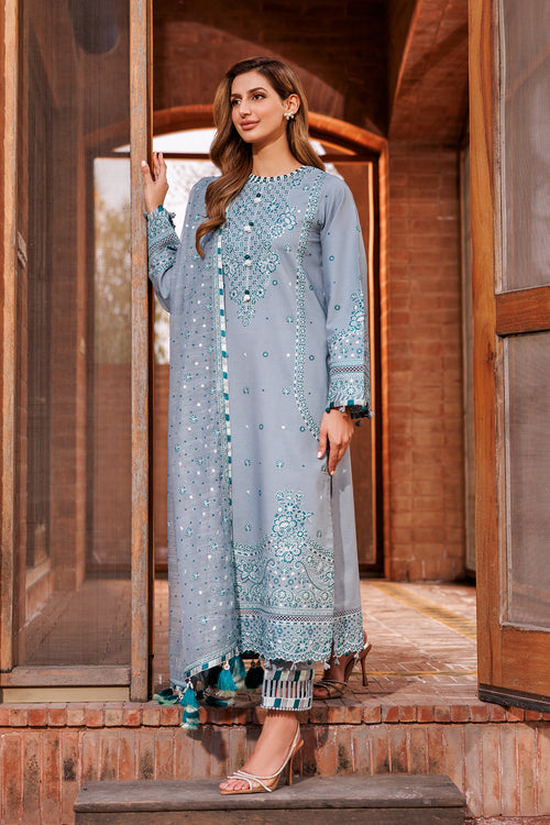 Farasha | Dastoor Embroidered Lawn SS24 | BERYL GREY by Farasha - Designer Dress - Type: Ladies Clothes - Available at Libayah - 100% Original