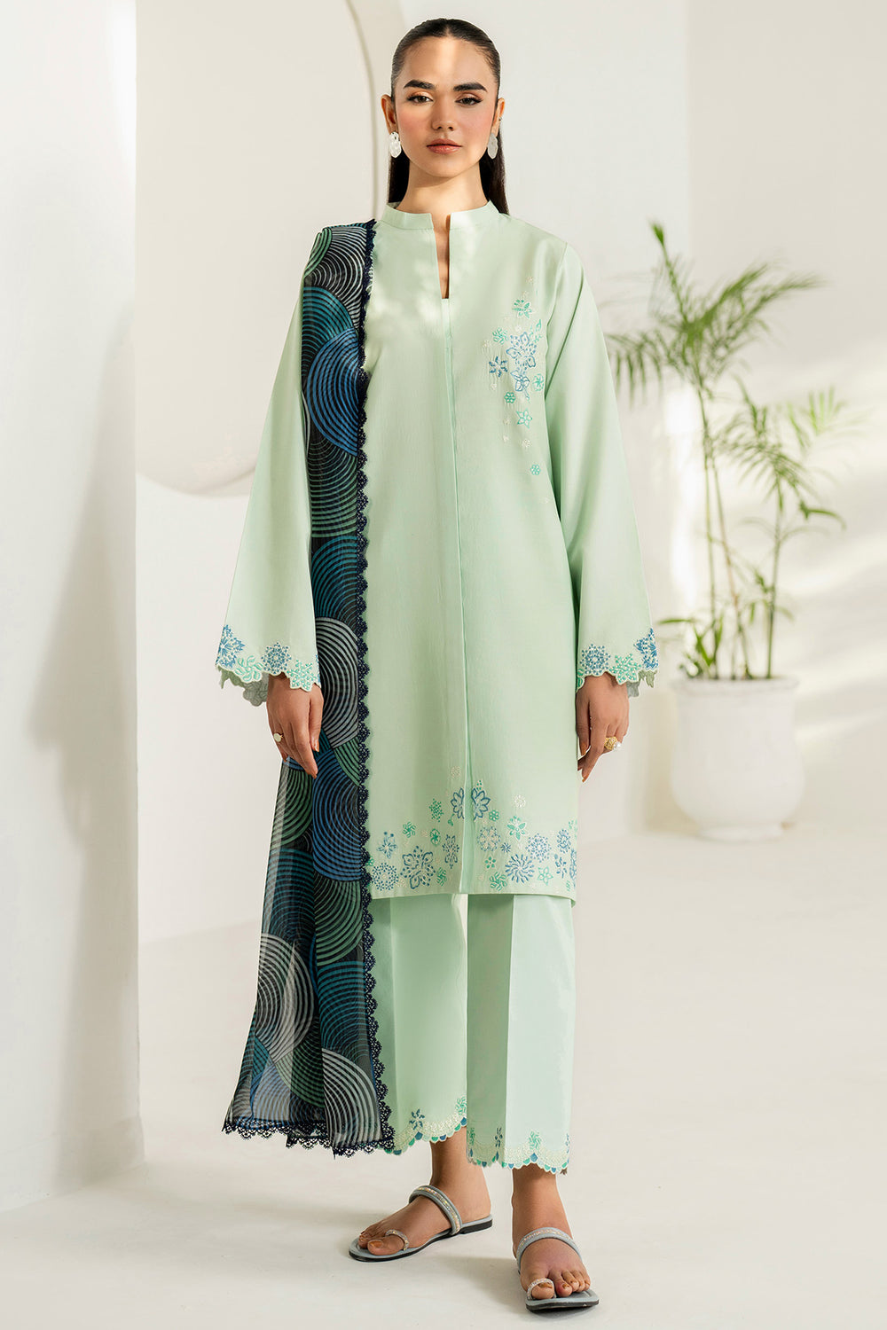 Farasha | Thread Lines Embroidered | Green Meadow by Farasha - Designer Dress  - Type : Ladies Clothes - Available at Libayah - 100% Original 
