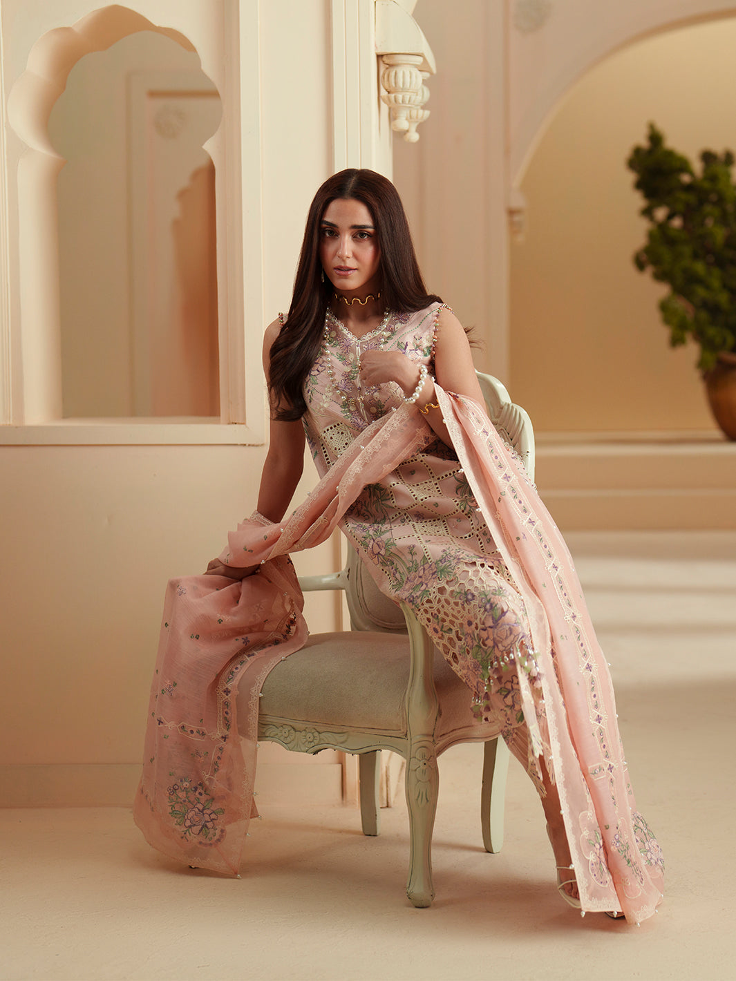 Bin Ilyas | Mashriq Luxury Lawn 26 | D-111-B by Bin Ilyas - Designer Dress  - Type : Ladies Clothes - Available at Libayah - 100% Original 