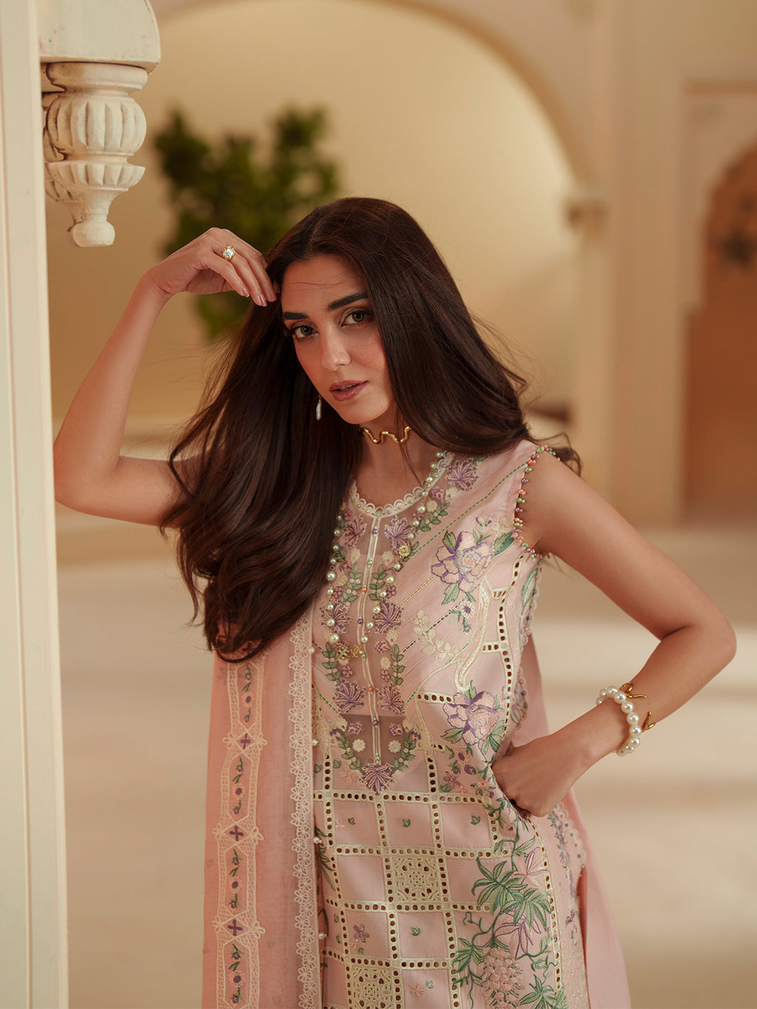 Bin Ilyas | Mashriq Luxury Lawn 26 | D-111-B by Bin Ilyas - Designer Dress  - Type : Ladies Clothes - Available at Libayah - 100% Original 