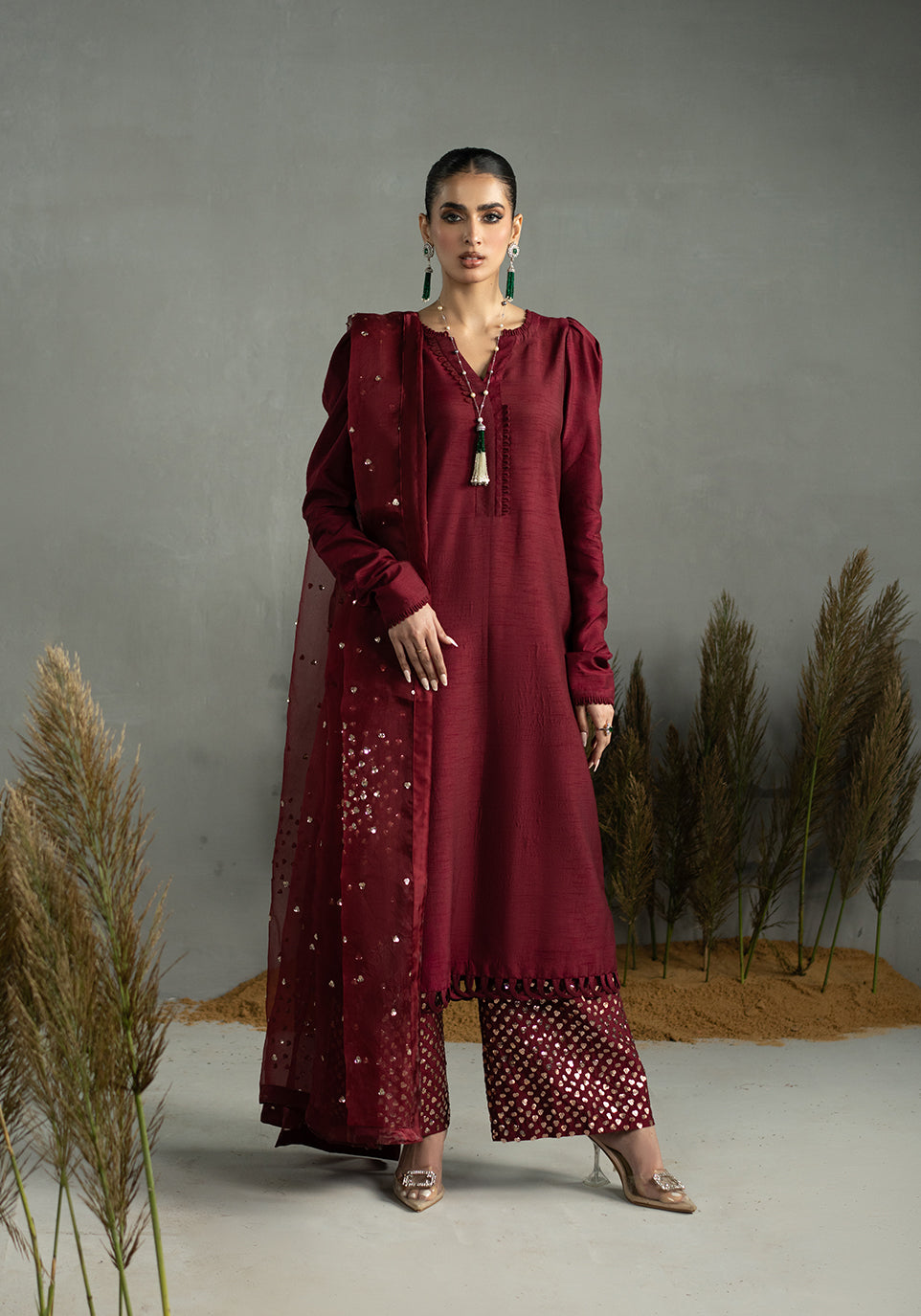 Zarqash | Silk Edit | ZQS 018 ROSE ROUGE by Zarqash - Designer Dress - Type: Ladies Clothes - Available at Libayah - 100% Original