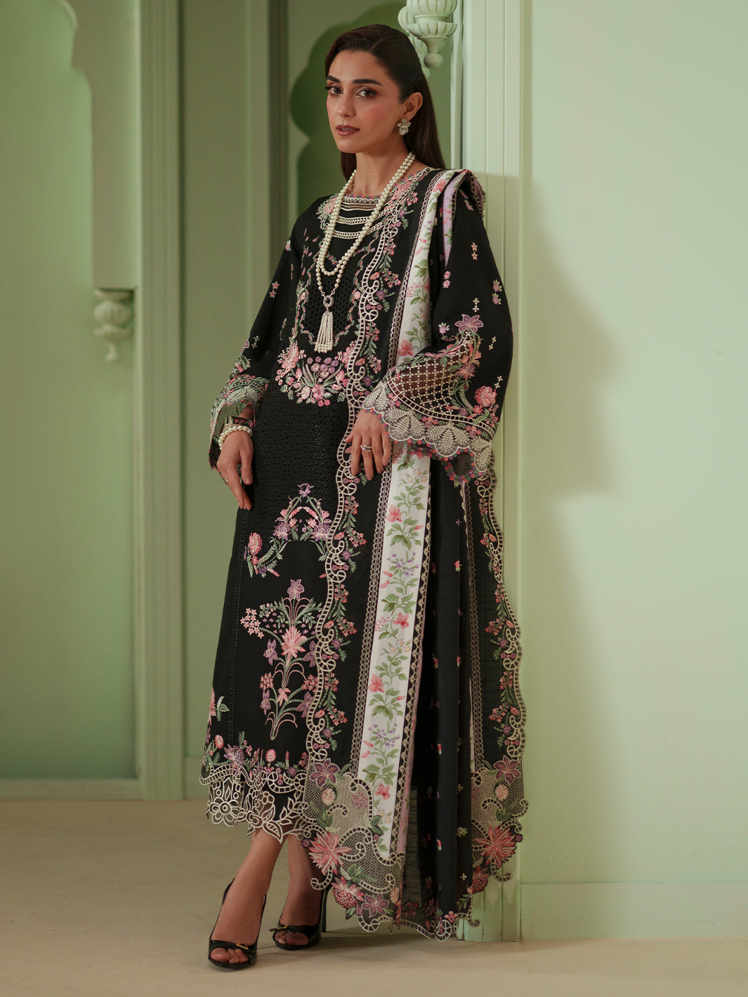 Bin Ilyas | Mashriq Luxury Lawn 26 | D-112-B by Bin Ilyas - Designer Dress  - Type : Ladies Clothes - Available at Libayah - 100% Original 