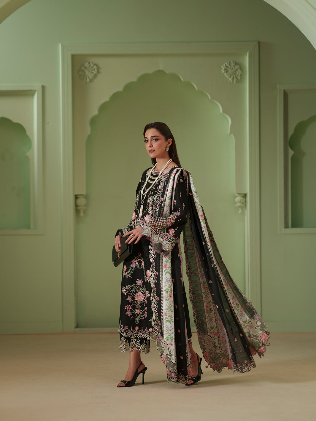 Bin Ilyas | Mashriq Luxury Lawn 26 | D-112-B by Bin Ilyas - Designer Dress  - Type : Ladies Clothes - Available at Libayah - 100% Original 