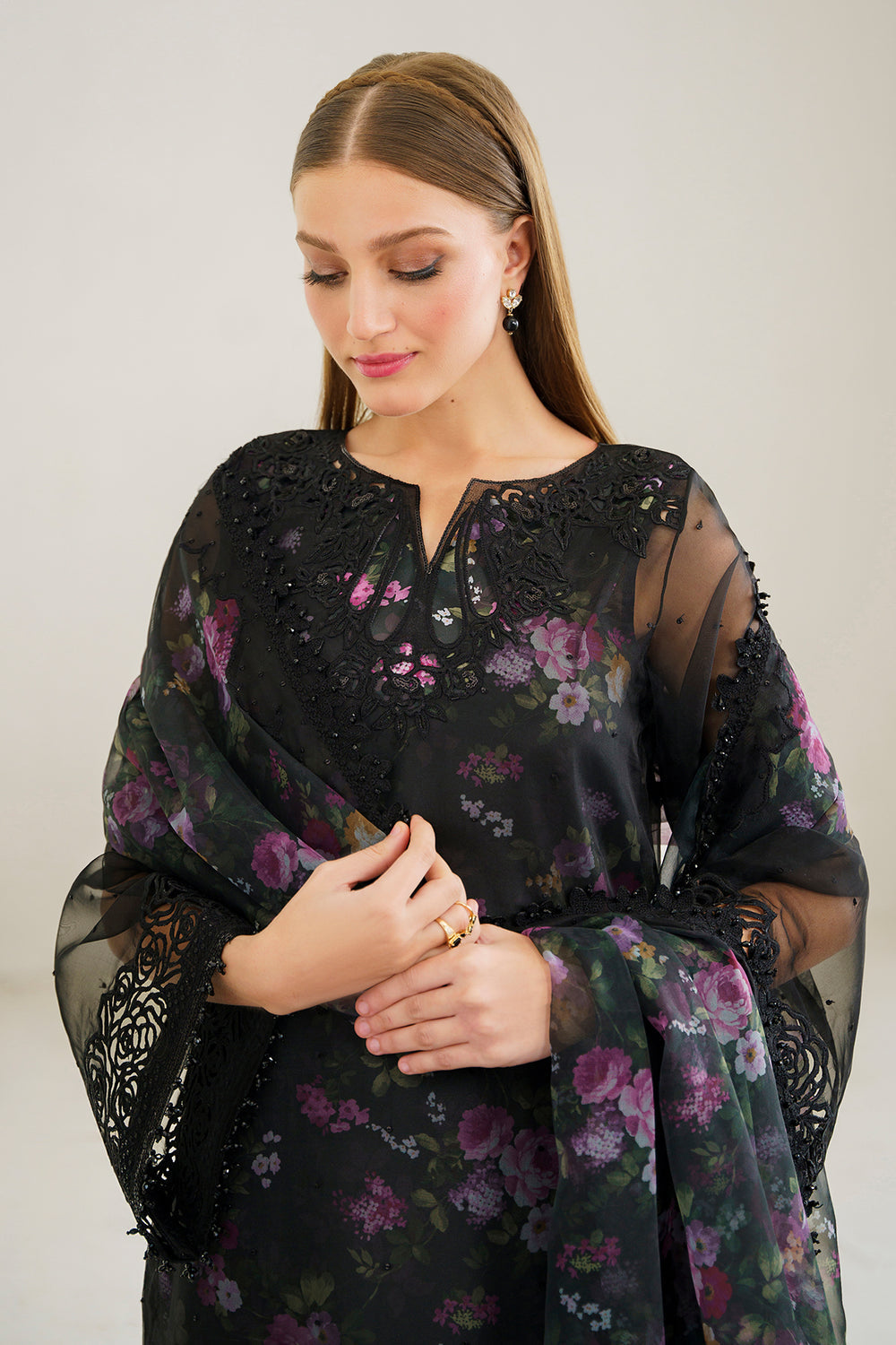 Baroque | Formals Collection | EMBROIDERED ORGANZA UF-525 by Baroque - Designer Dress  - Type : Ladies Clothes - Available at Libayah - 100% Original 