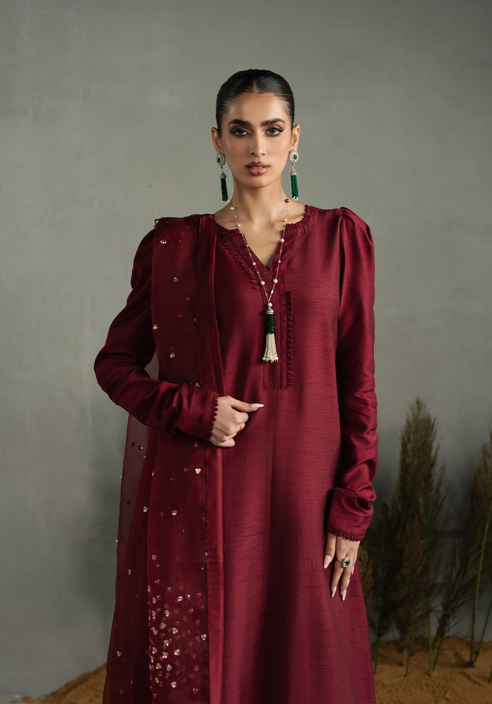 Zarqash | Silk Edit | ZQS 018 ROSE ROUGE by Zarqash - Designer Dress - Type: Ladies Clothes - Available at Libayah - 100% Original