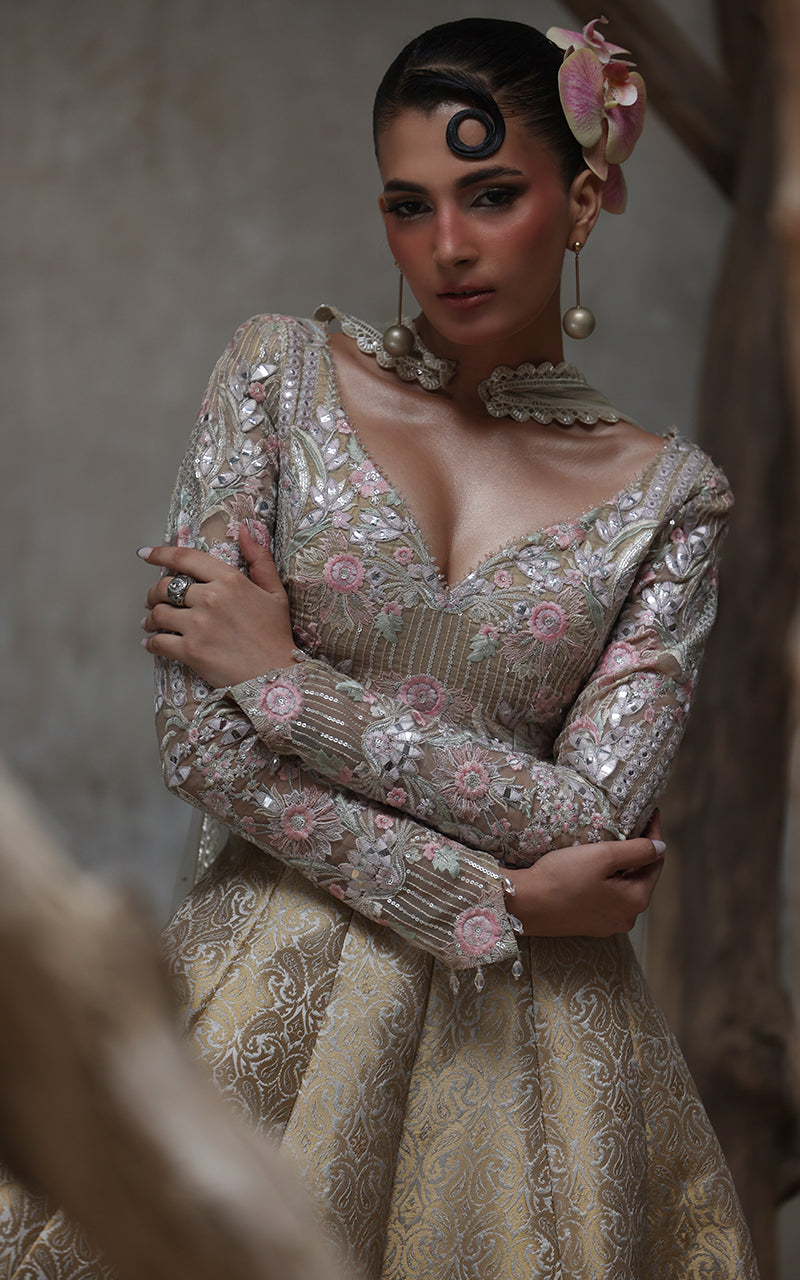 Threads and Motifs | Formal Dresses 25 | Organza Embroidered Blouse With Lehenga by Threads and Motifs - Designer Dress  - Type : Ladies Clothes - Available at Libayah - 100% Original 