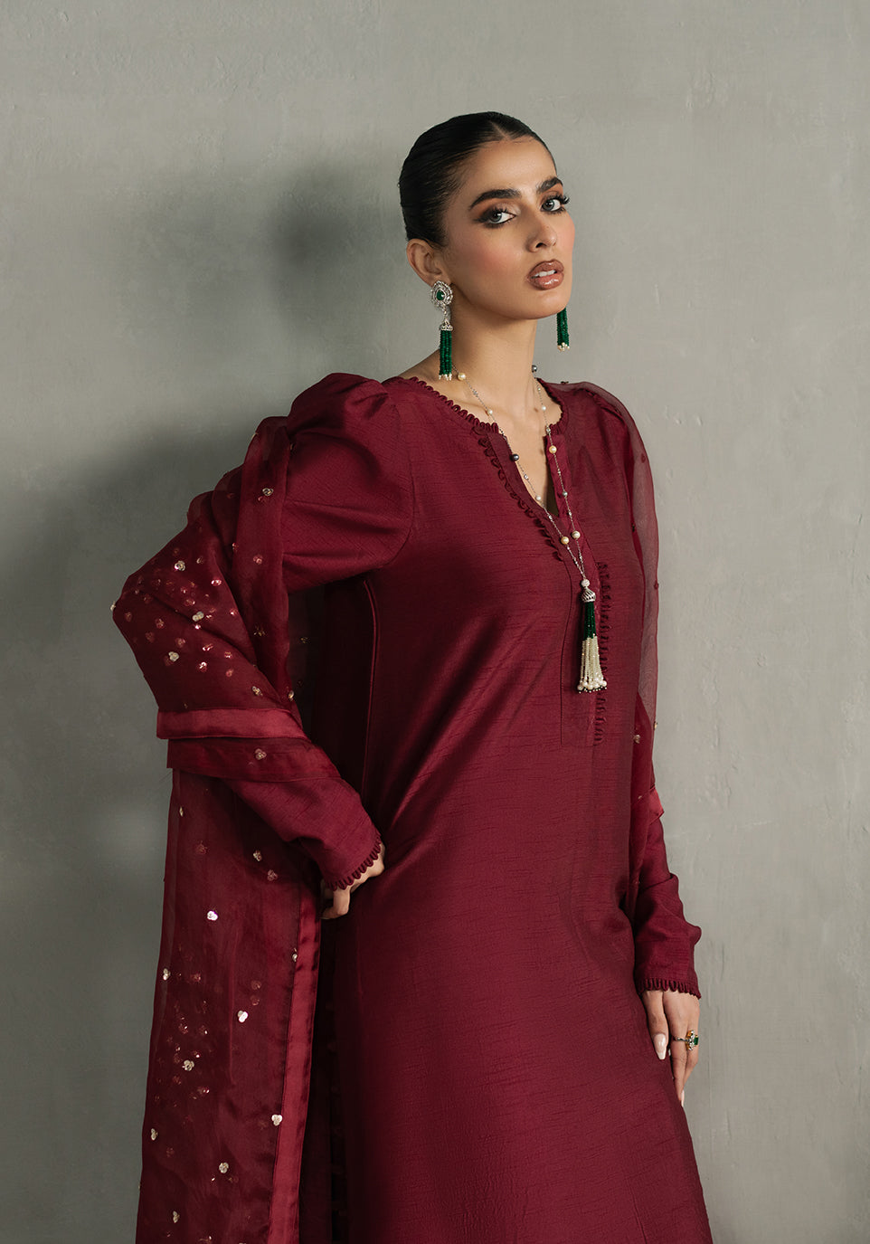 Zarqash | Silk Edit | ZQS 018 ROSE ROUGE by Zarqash - Designer Dress - Type: Ladies Clothes - Available at Libayah - 100% Original