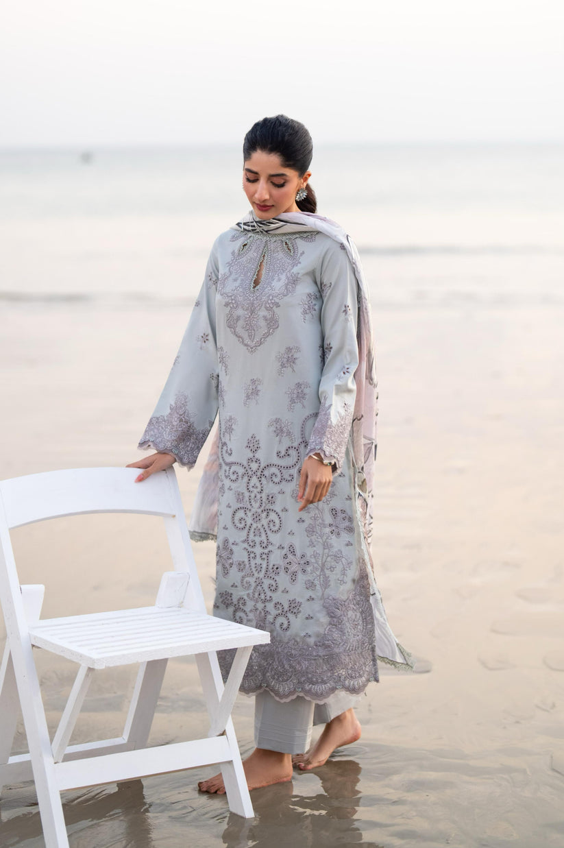 Aabyaan | Saagar Luxury Lawn 25 | ZUMAR (AS-10) by Aabyaan - Designer Dress - Type: Ladies Clothes - Available at Libayah - 100% Original