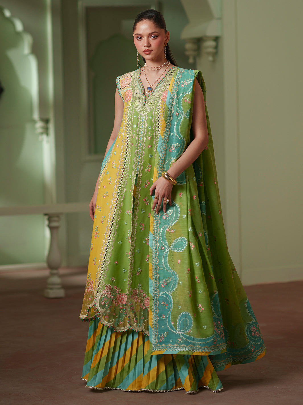 Bin Ilyas | Mashriq Luxury Lawn 26 | D-114-A by Bin Ilyas - Designer Dress  - Type : Ladies Clothes - Available at Libayah - 100% Original 