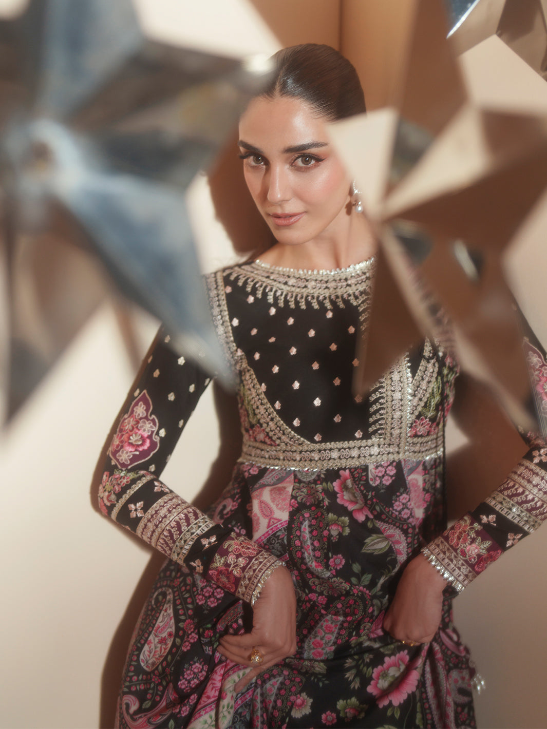 Bin Ilyas | Mashriq Luxury Lawn 26 | D-115-B by Bin Ilyas - Designer Dress  - Type : Ladies Clothes - Available at Libayah - 100% Original 