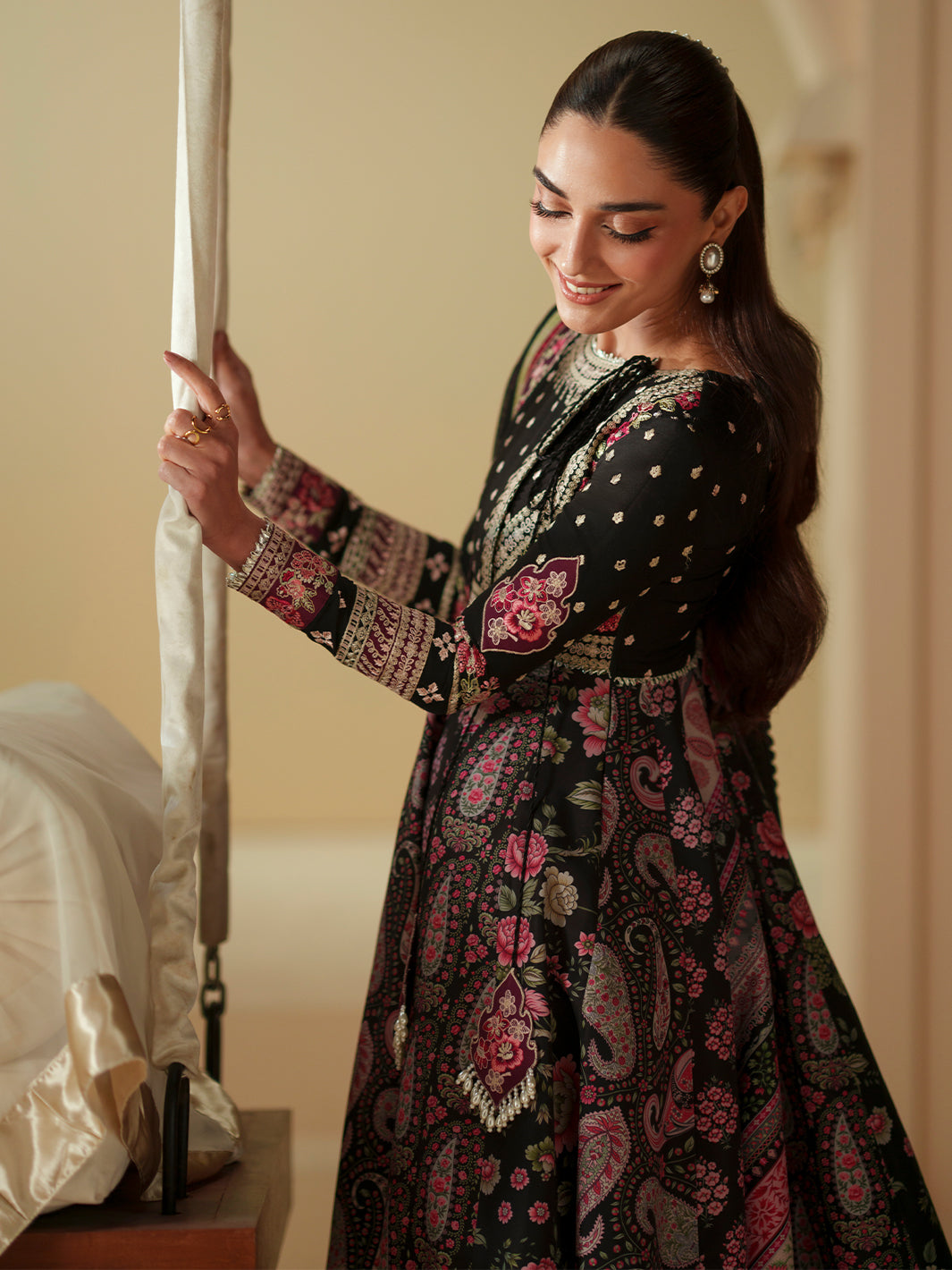 Bin Ilyas | Mashriq Luxury Lawn 26 | D-115-B by Bin Ilyas - Designer Dress  - Type : Ladies Clothes - Available at Libayah - 100% Original 