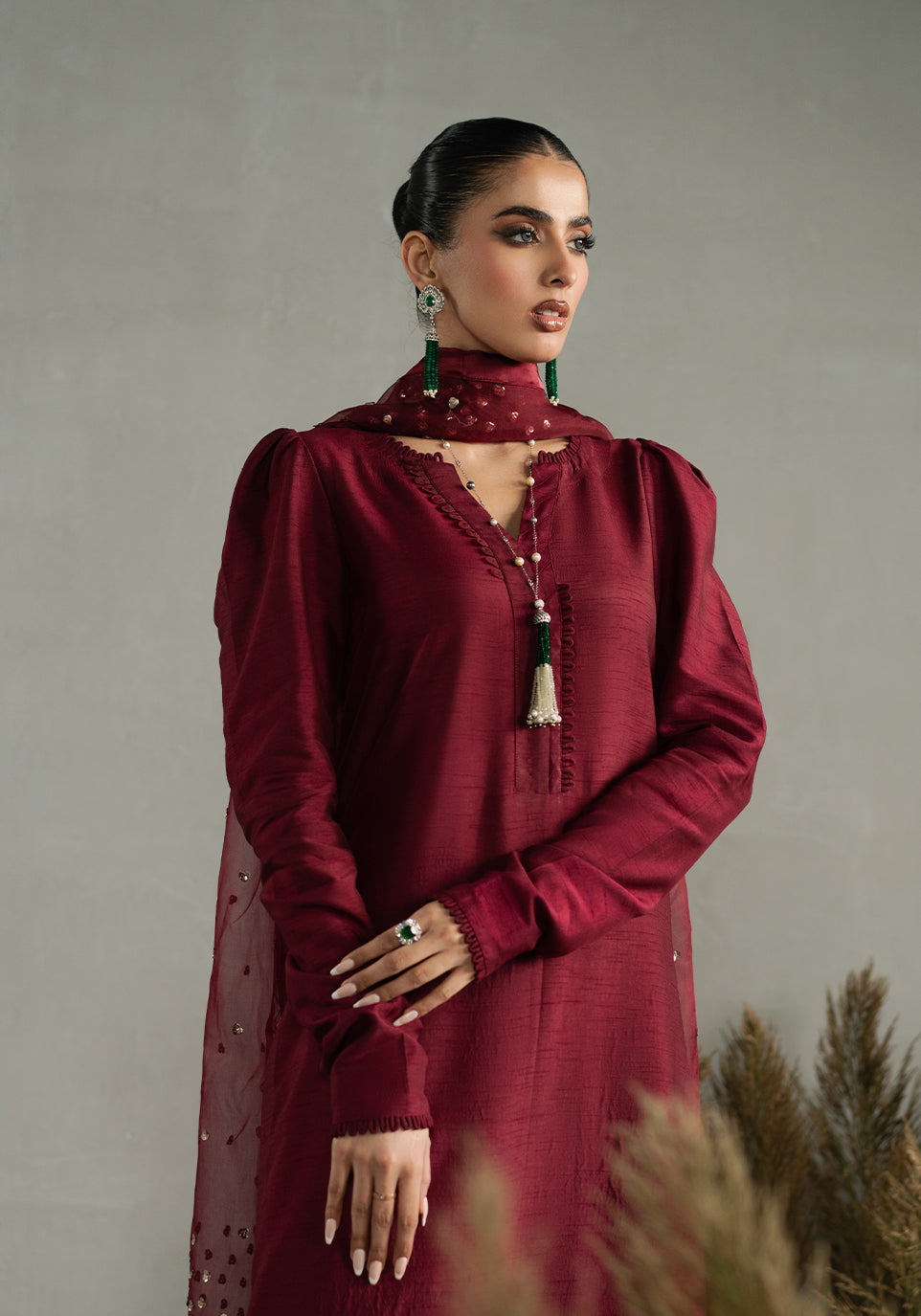 Zarqash | Silk Edit | ZQS 018 ROSE ROUGE by Zarqash - Designer Dress - Type: Ladies Clothes - Available at Libayah - 100% Original