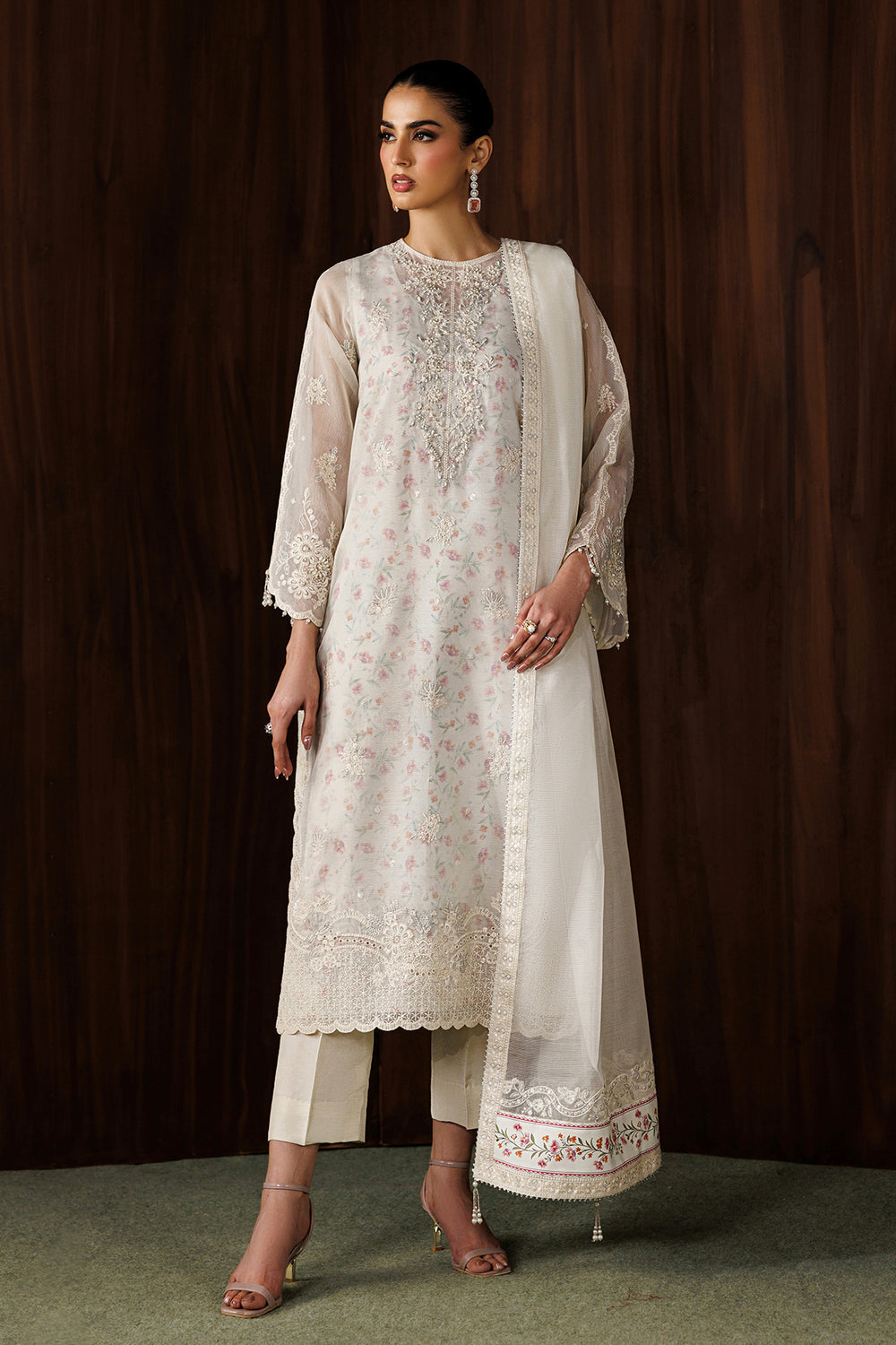 Baroque | Formals Collection | EMBROIDERED COTTON NET UF-4440 by Baroque - Designer Dress  - Type : Ladies Clothes - Available at Libayah - 100% Original 
