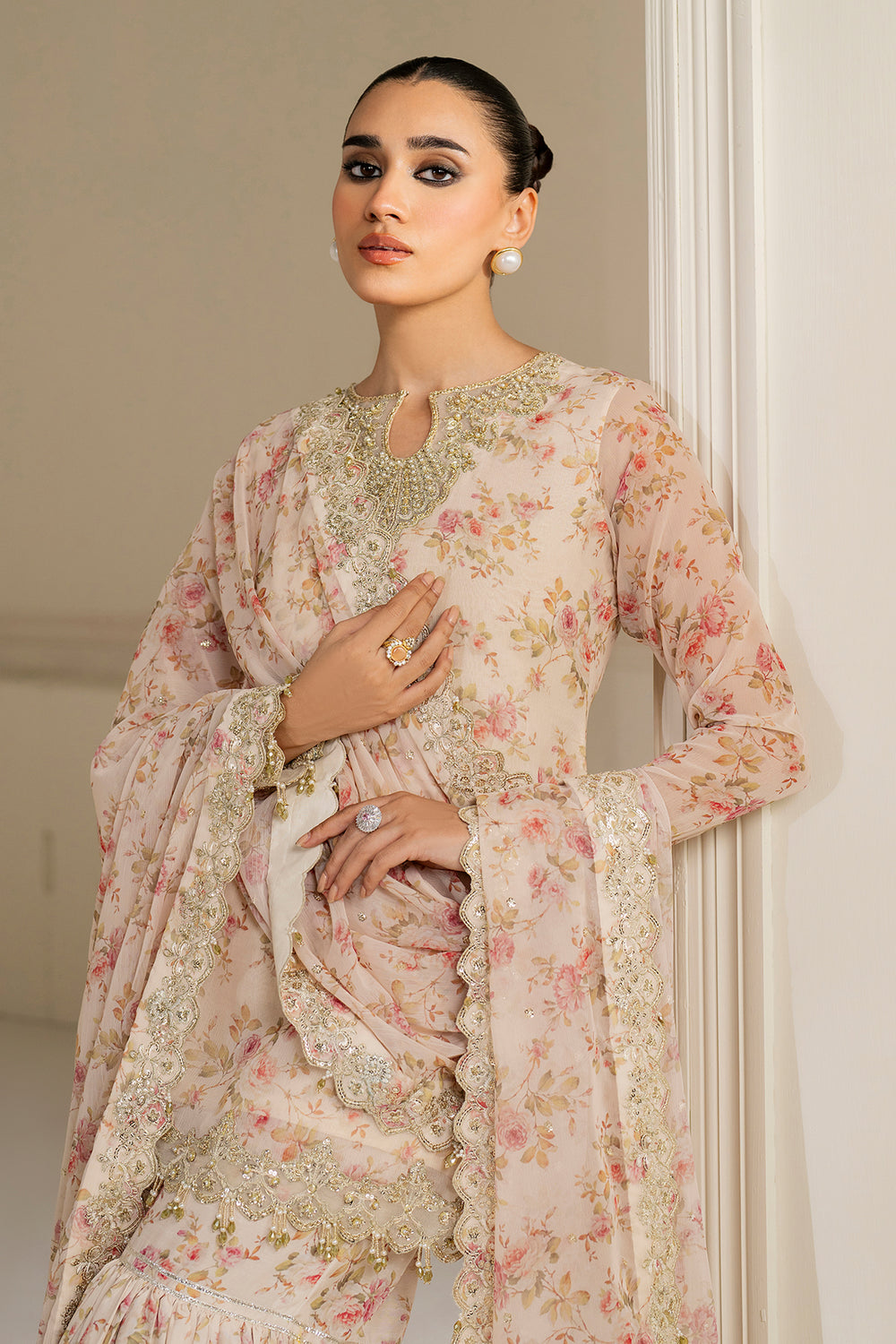 Baroque | Formals Collection | EMBROIDERED CHIFFON UF-4164 by Baroque - Designer Dress  - Type : Ladies Clothes - Available at Libayah - 100% Original 