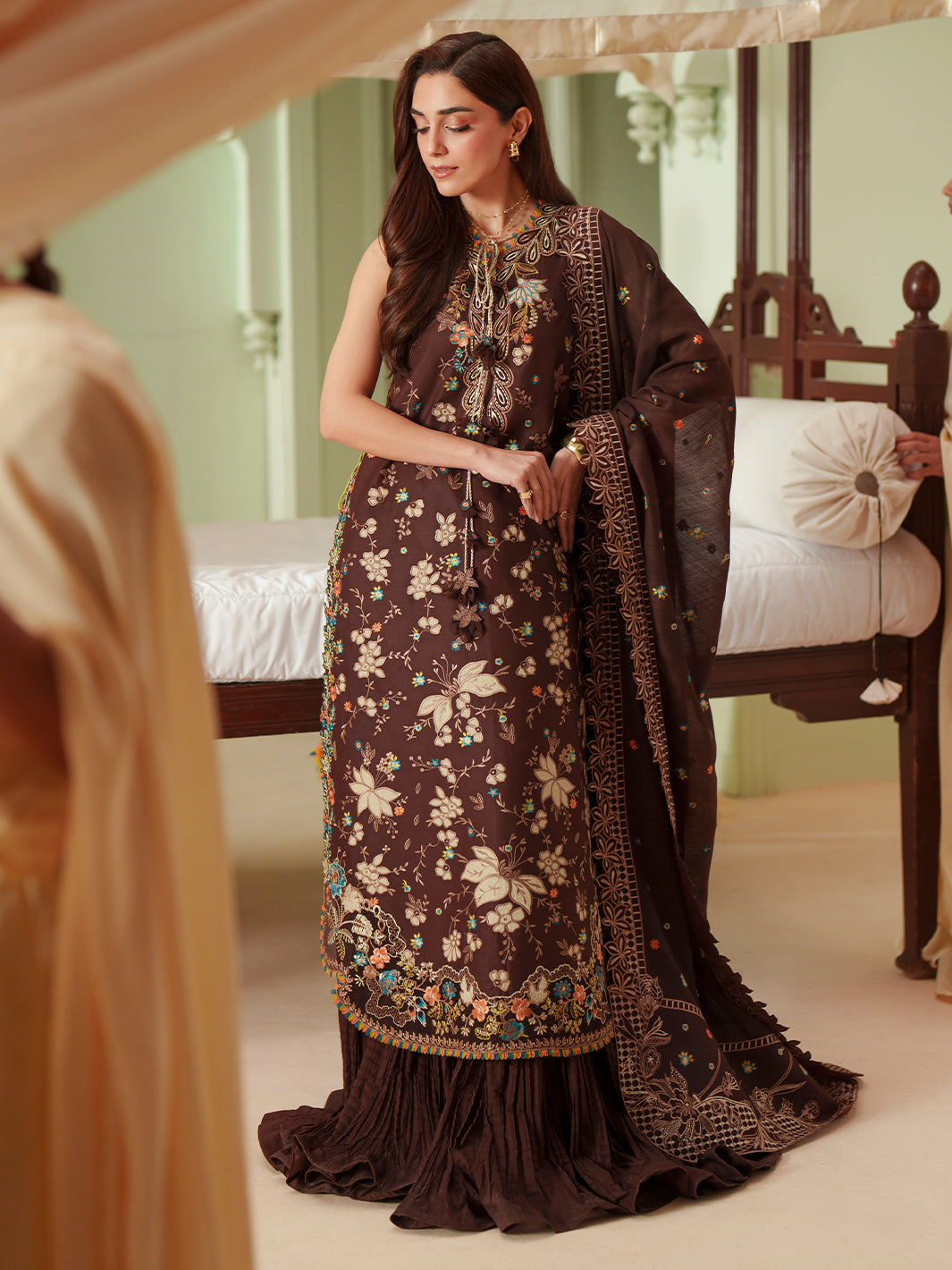 Bin Ilyas | Mashriq Luxury Lawn 26 | D-117-B by Bin Ilyas - Designer Dress  - Type : Ladies Clothes - Available at Libayah - 100% Original 