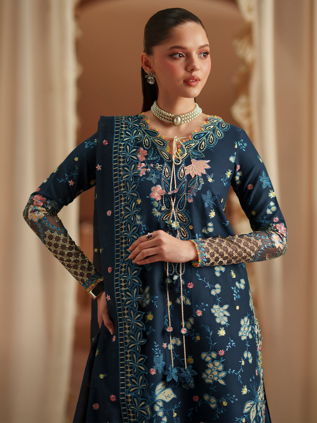 Bin Ilyas | Mashriq Luxury Lawn 26 | D-117-C by Bin Ilyas - Designer Dress  - Type : Ladies Clothes - Available at Libayah - 100% Original 