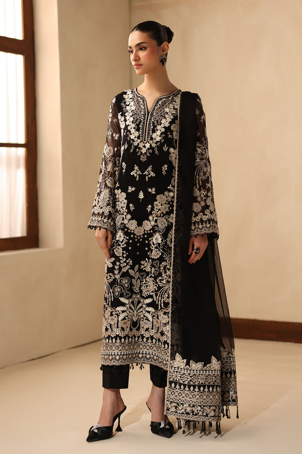 Baroque | Formals Collection | EMBROIDERED CHIFFON UF-4490 by Baroque - Designer Dress  - Type : Ladies Clothes - Available at Libayah - 100% Original 