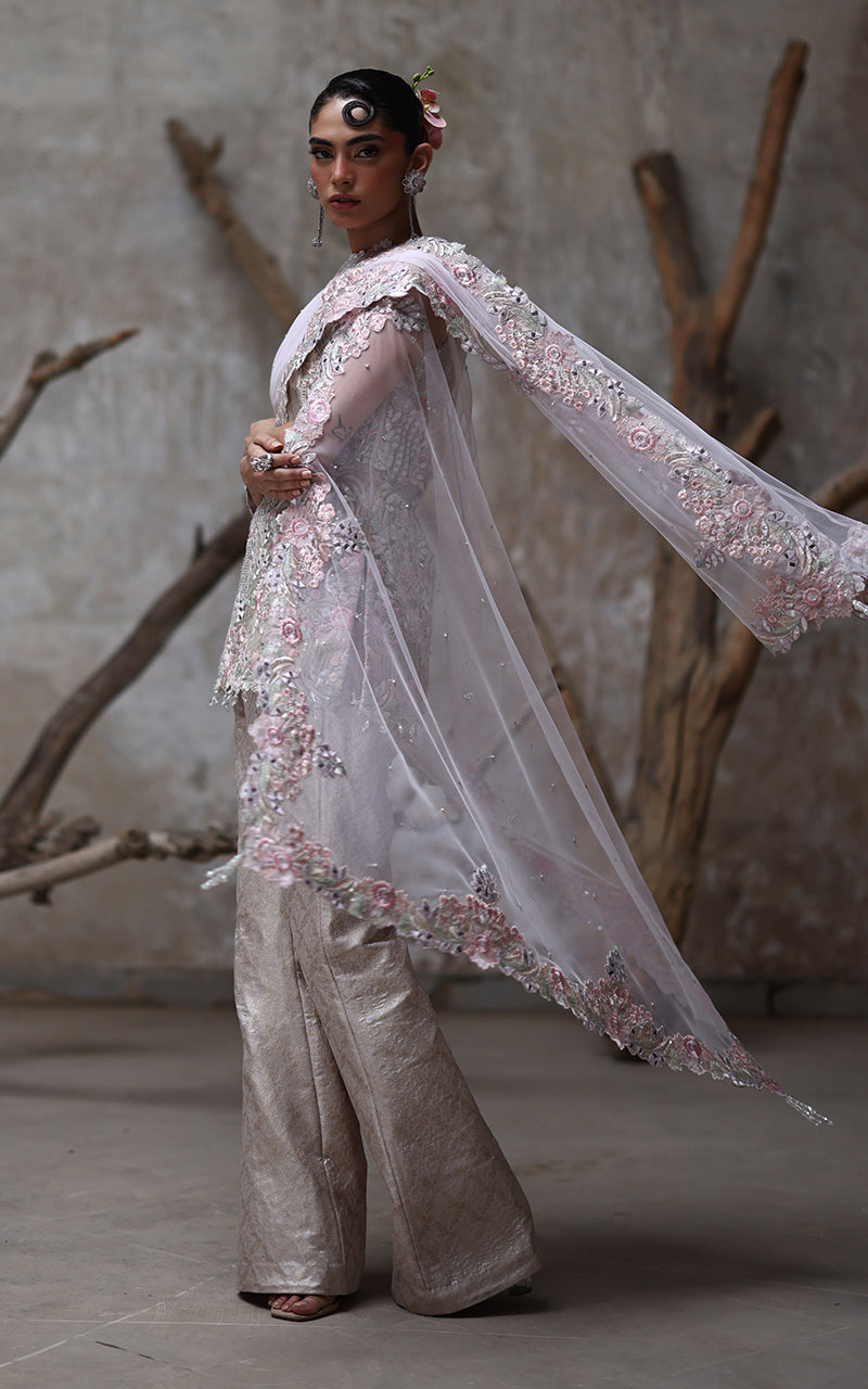 Threads and Motifs | Formal Dresses 25 | Organza Embroidered Shirt by Threads and Motifs - Designer Dress  - Type : Ladies Clothes - Available at Libayah - 100% Original 