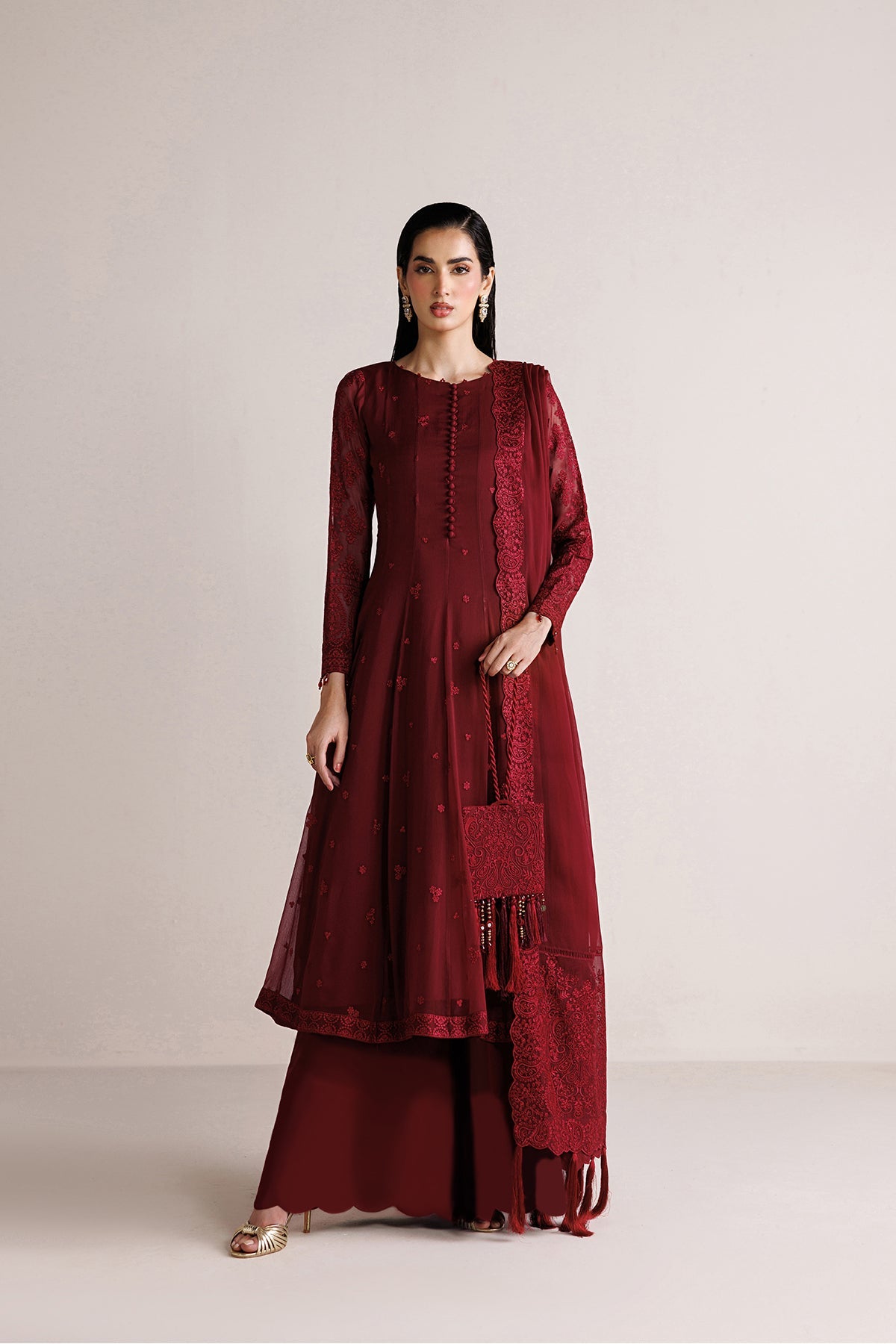 Farasha | Chiffon Essentials 26 | Merlot Satin by Farasha - Designer Dress  - Type : Ladies Clothes - Available at Libayah - 100% Original 