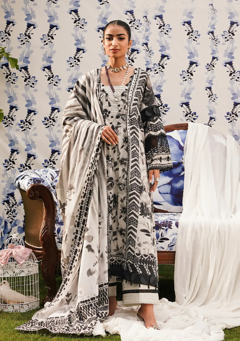 Elaf Premium | Printed Collection 24 | EEP-07B - Black Blossom by Elaf Premium - Designer Dress - Type: Ladies Clothes - Available at Libayah - 100% Original