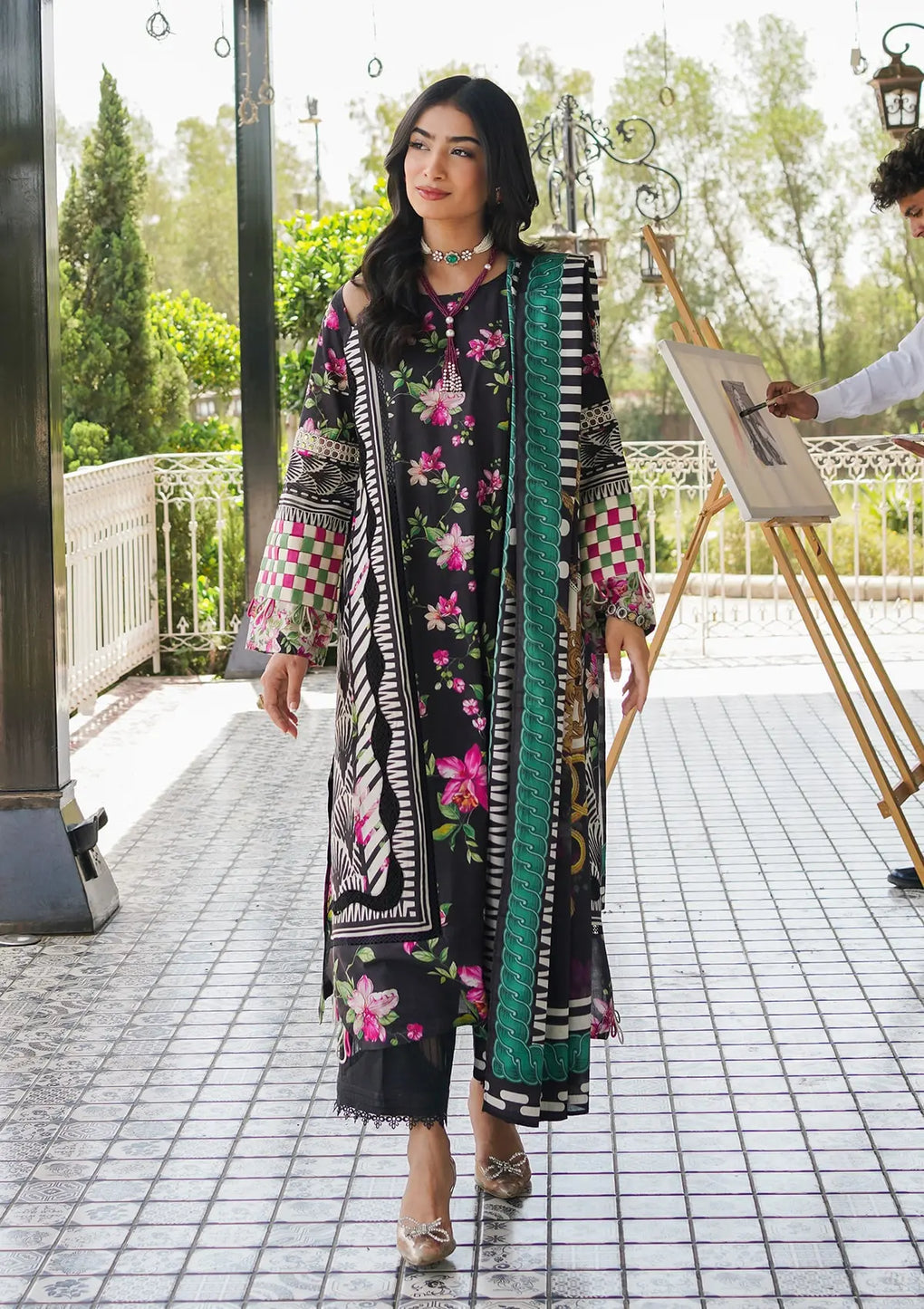 Elaf Premium | Printed Collection 24 | EEP-02A - Dark Floral by Elaf Premium - Designer Dress - Type: Ladies Clothes - Available at Libayah - 100% Original