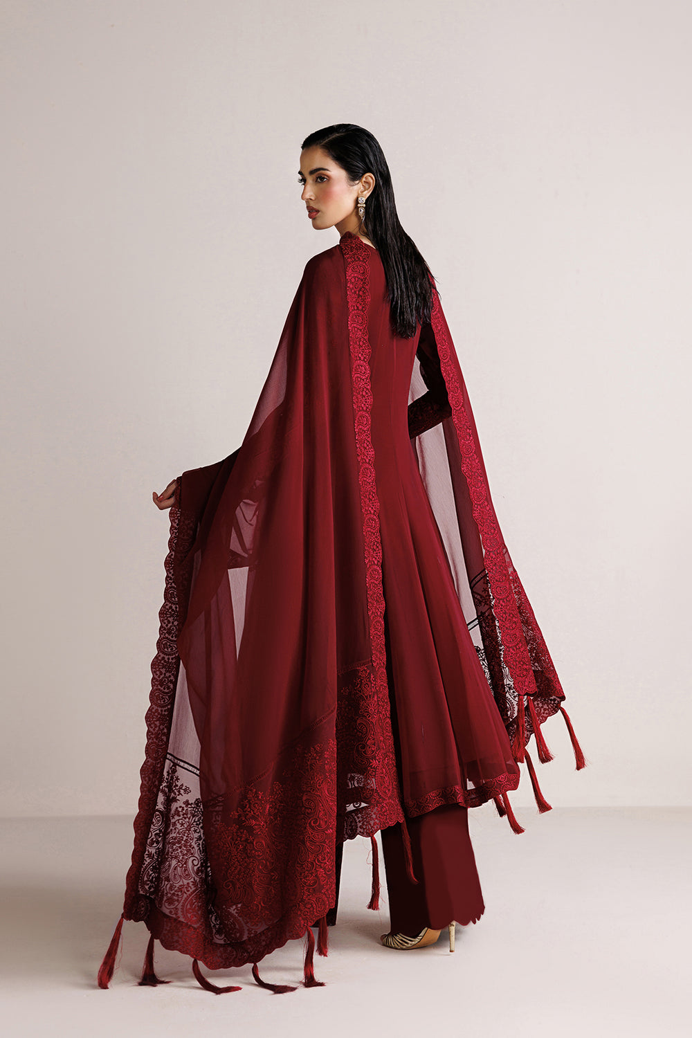 Farasha | Chiffon Essentials 26 | Merlot Satin by Farasha - Designer Dress  - Type : Ladies Clothes - Available at Libayah - 100% Original 