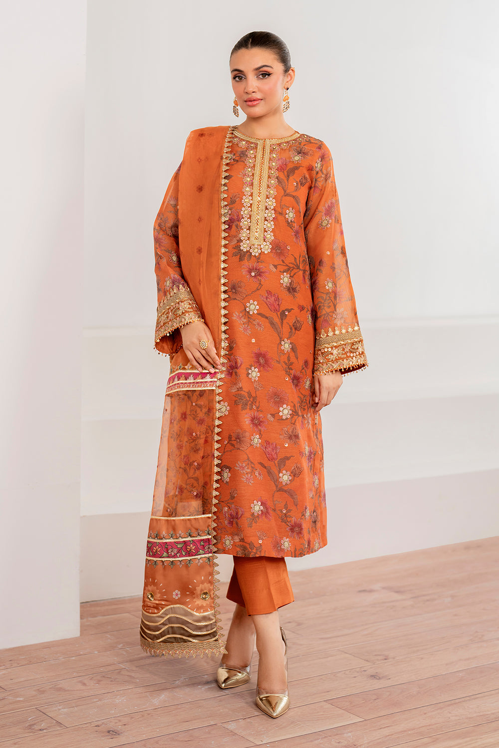 Baroque | Formals Collection | EMBROIDERED COTTON NET UF-701 by Baroque - Designer Dress  - Type : Ladies Clothes - Available at Libayah - 100% Original 