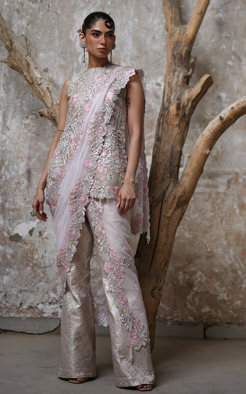 Threads and Motifs | Formal Dresses 25 | Organza Embroidered Shirt by Threads and Motifs - Designer Dress  - Type : Ladies Clothes - Available at Libayah - 100% Original 