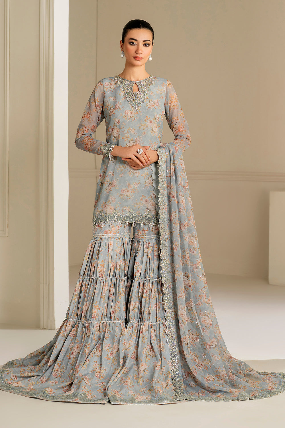 Baroque | Formals Collection | EMBROIDERED CHIFFON UF-4165 by Baroque - Designer Dress  - Type : Ladies Clothes - Available at Libayah - 100% Original 
