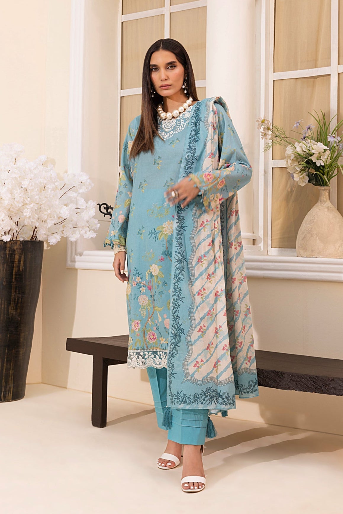 LSM | Embroidered and Printed Lawn | LG-MM-0222 by LSM - Designer Dress - Type: Ladies Clothes - Available at Libayah - 100% Original