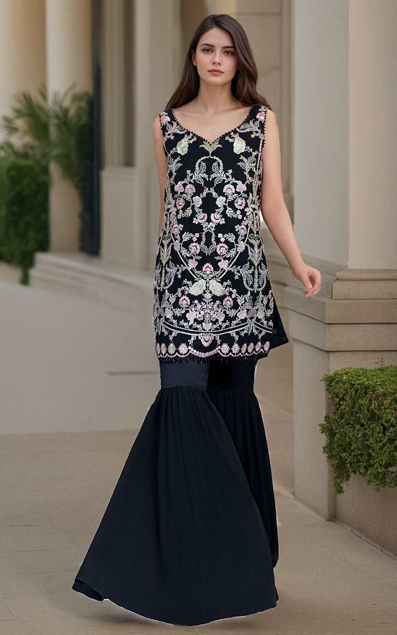 Threads and Motifs | Formal Dresses 25 | Chiffon Embroidered Shirt by Threads and Motifs - Designer Dress  - Type : Ladies Clothes - Available at Libayah - 100% Original 