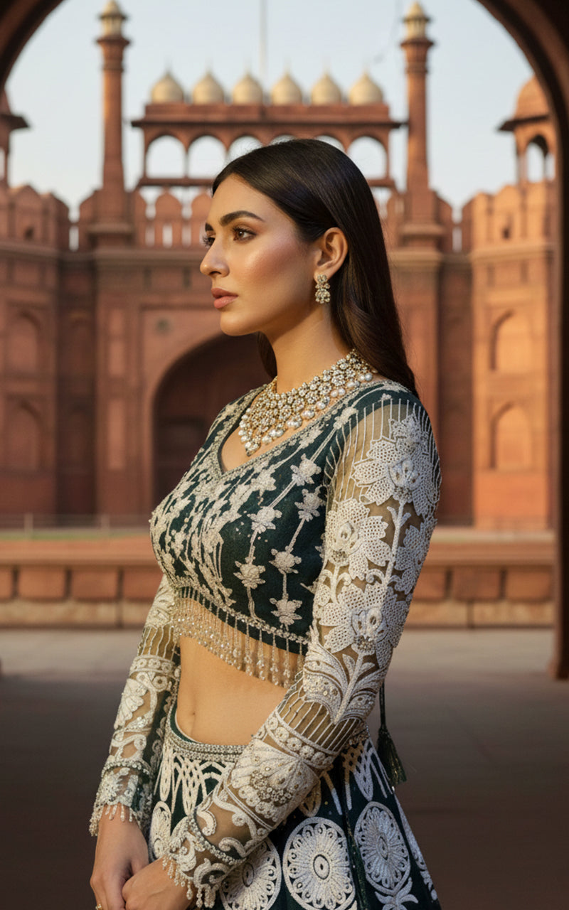 Threads and Motifs | Formal Outfits | Blouse With Lehenga by Threads and Motifs - Designer Dress  - Type : Ladies Clothes - Available at Libayah - 100% Original 