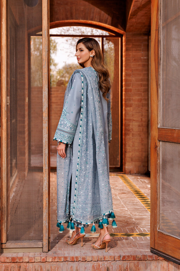 Farasha | Dastoor Embroidered Lawn SS24 | BERYL GREY by Farasha - Designer Dress - Type: Ladies Clothes - Available at Libayah - 100% Original