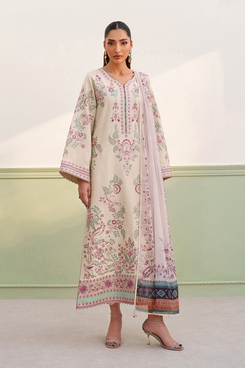 Baroque | Formals Collection | EMBROIDERED RAW SILK UF-4385 by Baroque - Designer Dress  - Type : Ladies Clothes - Available at Libayah - 100% Original 