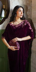 Erum Khan | Velvet Wisper | Wine Whisper by Erum Khan - Designer Dress - Type: Ladies Clothes - Available at Libayah - 100% Original