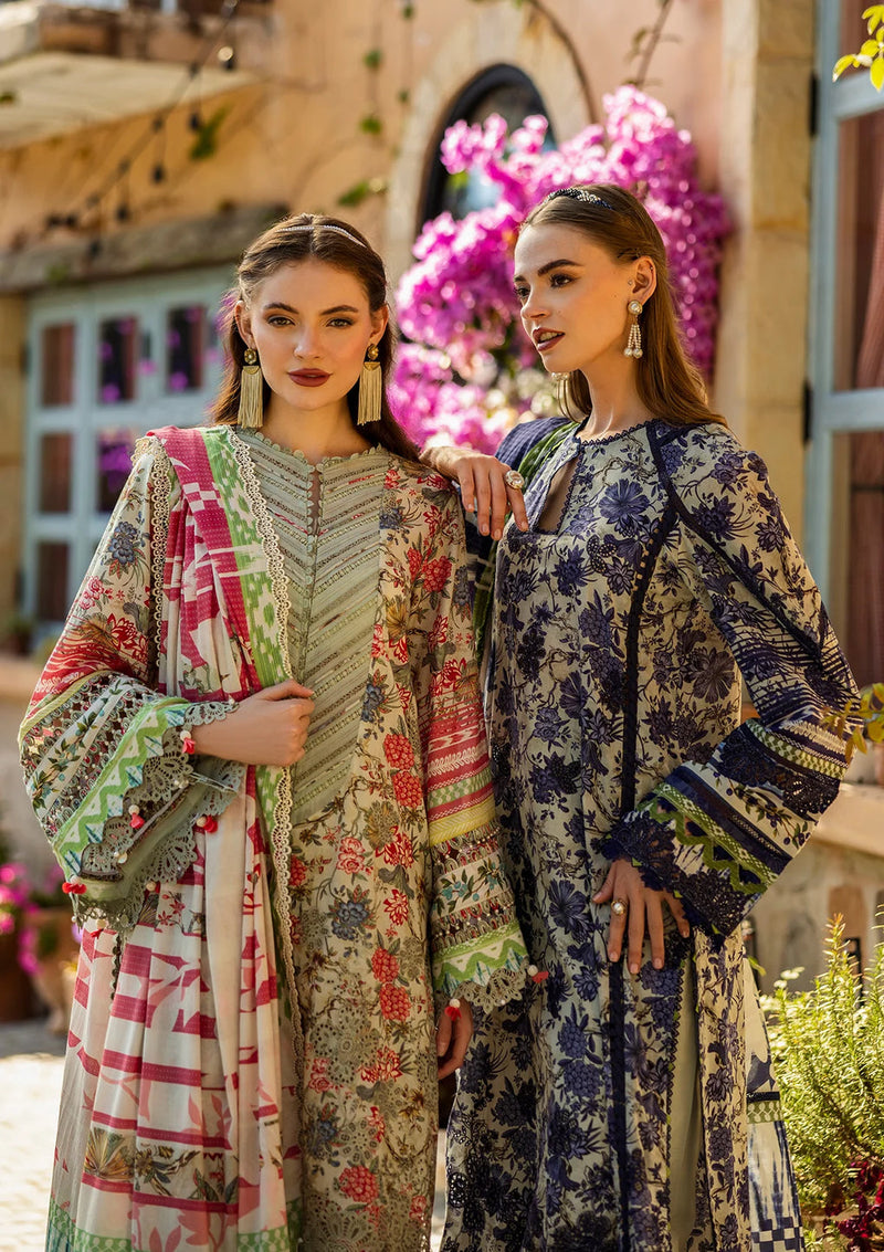 Elaf Premium | Print Chikankari 25 | ELK-01A BLUE BLOSSOM by Elaf Premium - Designer Dress - Type: Ladies Clothes - Available at Libayah - 100% Original