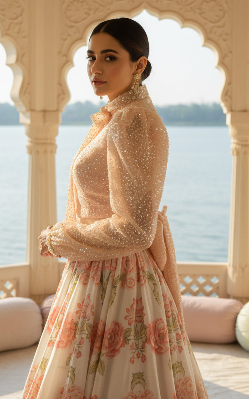 Threads and Motifs | Formal Outfits | Blouse With Printed Lehenga by Threads and Motifs - Designer Dress  - Type : Ladies Clothes - Available at Libayah - 100% Original 